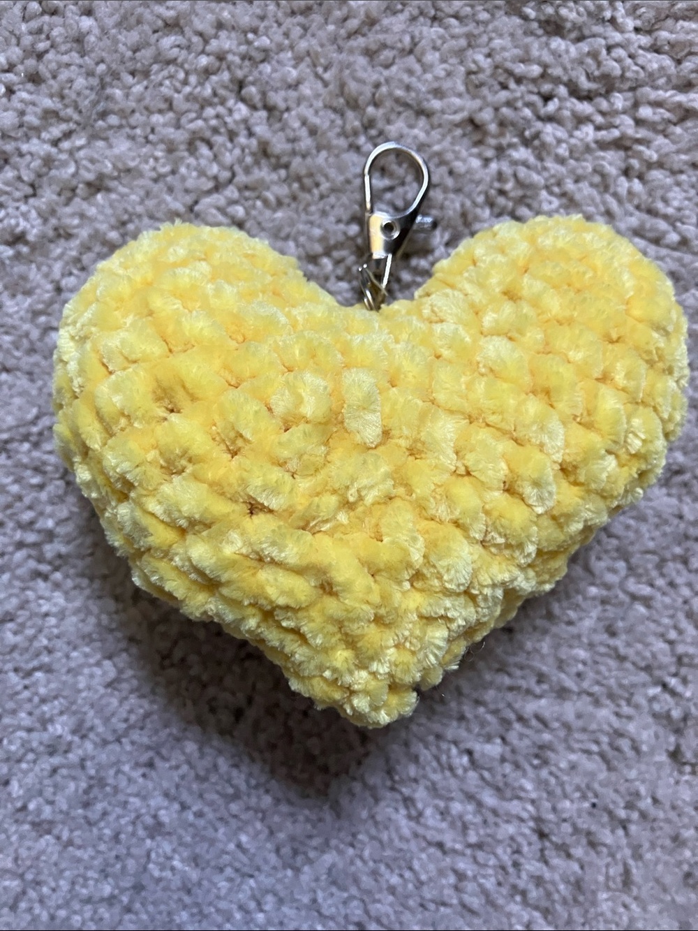 Crochet Heart Keychain Yellow